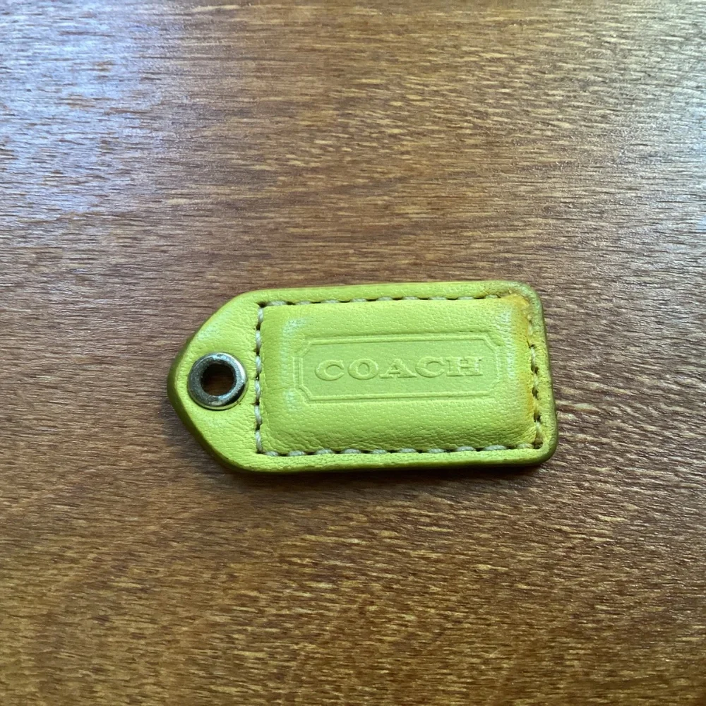 Coach Yellow Green Tan Bag Tag Hang Tag